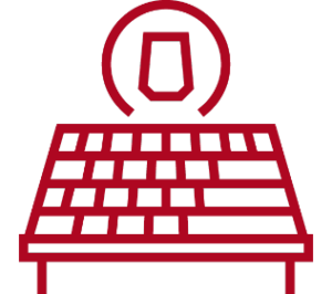 An icon image of a roof getting new shingles.